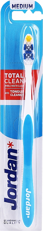 Зубна щітка середньої жорсткості, блакитна - Jordan Total Clean — фото N1