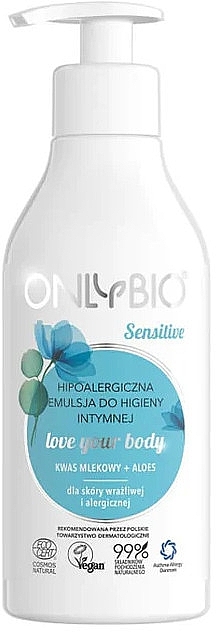 Емульсія для інтимної гігієни для чутливої шкіри - Only Bio Sensitive Hypoallergenic Intimate Hygiene Emulsion — фото N1