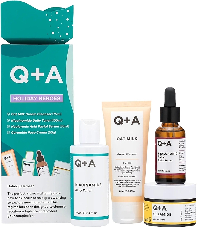 Набор - Q+A Holiday Heroes Gift Set (f/cl/75ml+toner/100ml+f/ser/30ml+f/cr/50g) — фото N1