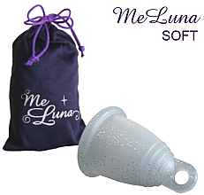 Духи, Парфюмерия, косметика Менструальная чаша с петлей, размер S, серебряный глиттер - MeLuna Soft Menstrual Cup 