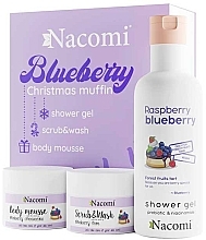 Духи, Парфюмерия, косметика Набор - Nacomi Blueberry Christmas Muffin Body Care Set (b/mousse/50ml + scr/50ml + sh/gel/300ml)