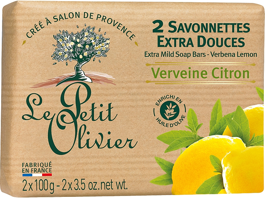 Мило екстраніжне, з екстрактом вербени і лимона - Le Petit Olivier - 2 extra mild soap bars - Verbena and Lemon — фото N2
