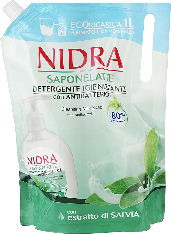 Рідке антибактеріальне мило з екстрактом шавлії - Nidra Liquid Soap (змінний блок) — фото N1