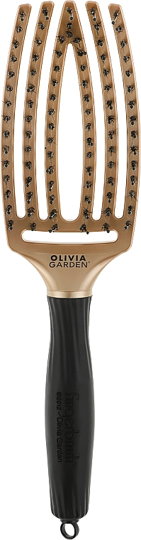 Щетка массажная с натуральной щетиной - Olivia Garden Finger Brush Combo Trinity Passion Gold — фото N1
