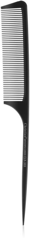 Гребешок карбоновый антистатичный мелкозубый с хвостиком, CLR-303 - Christian — фото N1