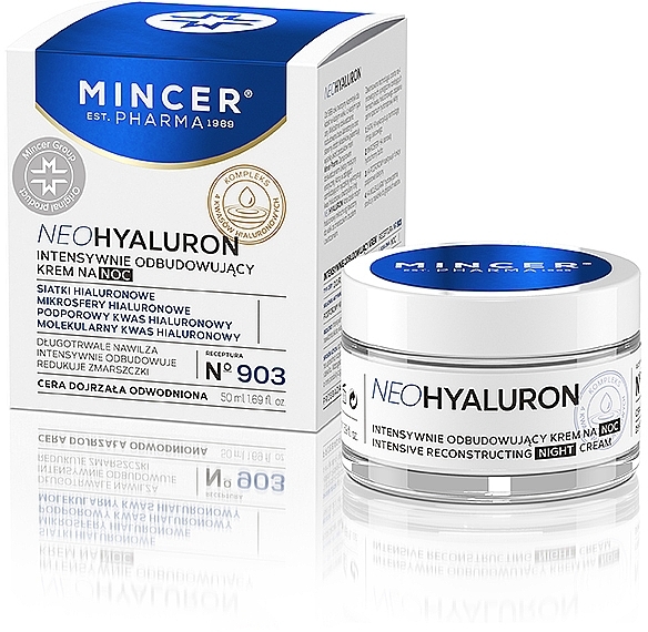 Интенсивно восстанавливающий ночной крем для возрастной и обезвоженной кожи - Mincer Pharma Neo Hyaluron Cream № 903