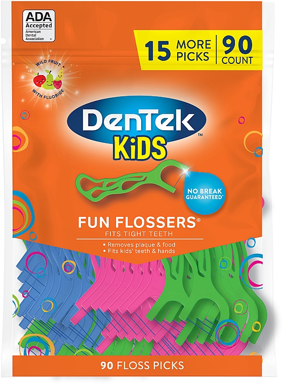 Детские флоссы с держателями, дикий фрукт - DenTek Kids Fun Flossers