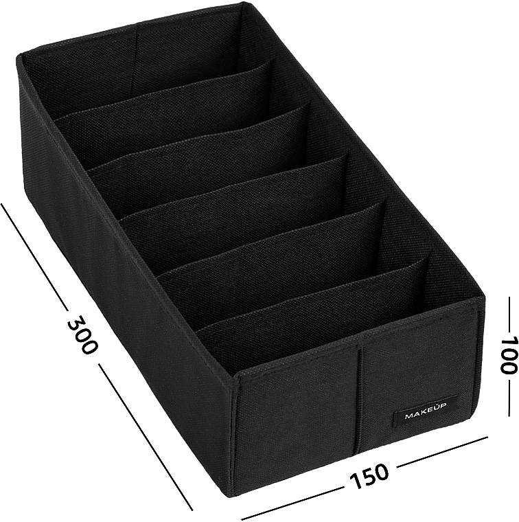 Органайзер для зберігання з 6 комірками, чорний 30х15х10 см "Home" - MAKEUP Drawer Underwear Organizer Black — фото N2