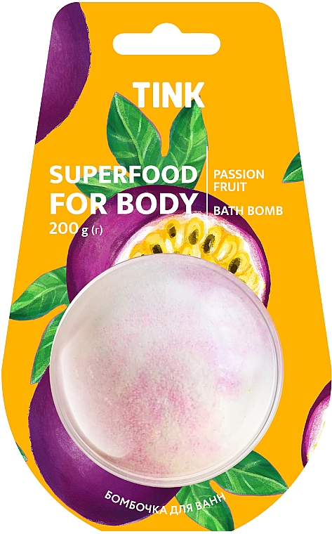 Бомбочка-гейзер для ванны "Маракуйя" - Tink Superfood For Body Passion Fruit Bath Bomb