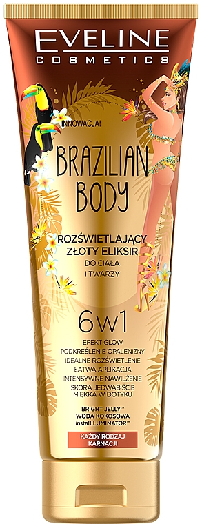 Сияющий эликсир для лица и тела 6в1 - Eveline Cosmetics Brazilian Body Glow Elixir — фото N3