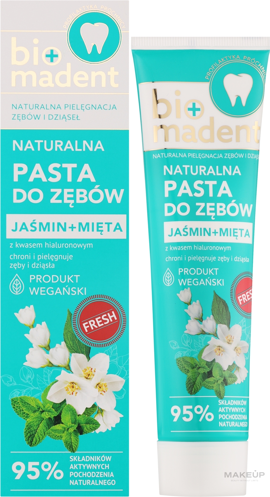 Натуральная зубная паста с гиалуроновой кислотой "Жасмин + Мята" - Bio Madent — фото 100ml