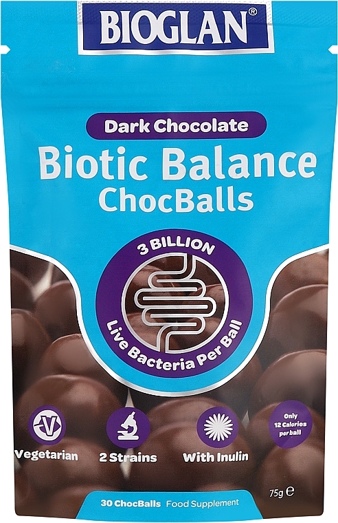 Харчова добавка "Biotic Balance Dark Choc Balls" - Bioglan 3 Billion Live Bacteria Per Ball — фото N1