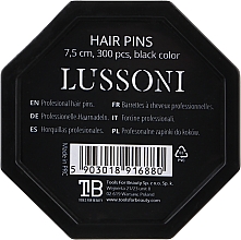 Шпильки прямі для волосся, 7.5 см, чорні - Lussoni Hair Pins Black — фото N2
