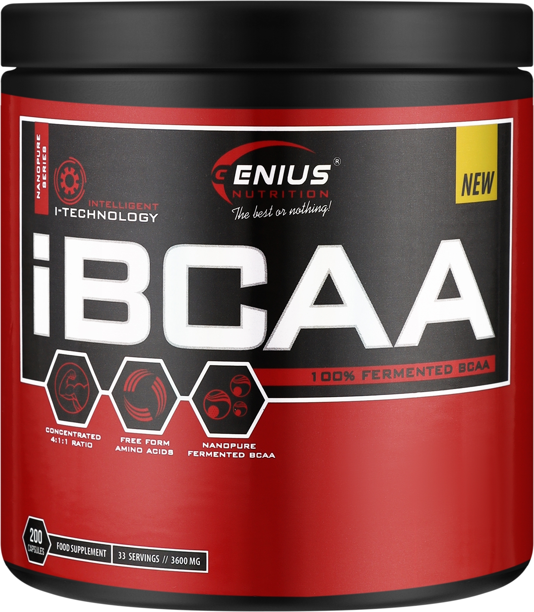 Комплекс амінокислот "iBCAA", в капсулах - Genius Nutrition 100% Fermented BCAA — фото 200шт