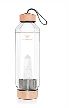 Скляна пляшка для води з гірським кришталем, 650 мл - Crystallove Hexagon Rock Crystal Bottle — фото N1