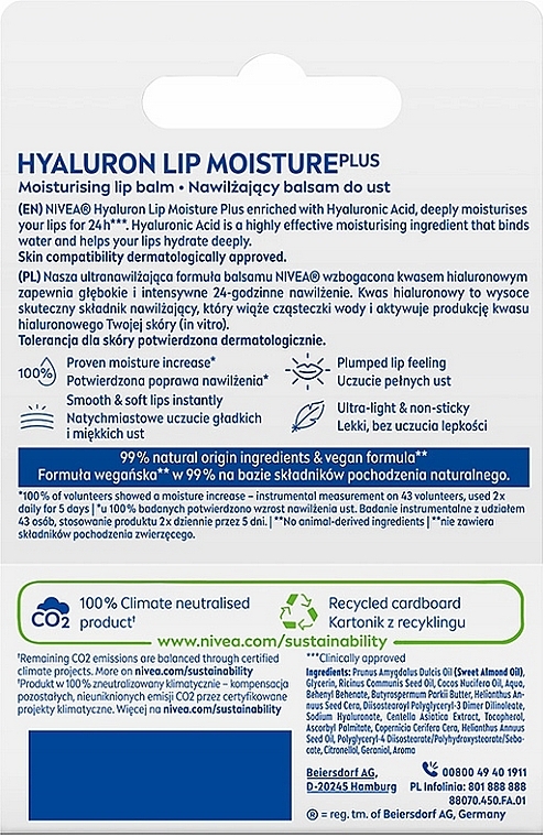 Бальзам для губ - NIVEA Hyaluron Lip Moisture Plus — фото N2