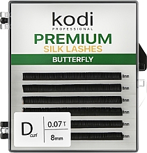 Парфумерія, косметика Накладні вії Butterfly Green D 0.07 (6 рядів: 8 мм) - Kodi Professional