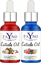 Парфумерія, косметика УЦІНКА Набір олій для кутикули №3 "Ягідний мікс+фруктовий мікс" - Fayno Cuticle Oil (oil/2x30ml) *