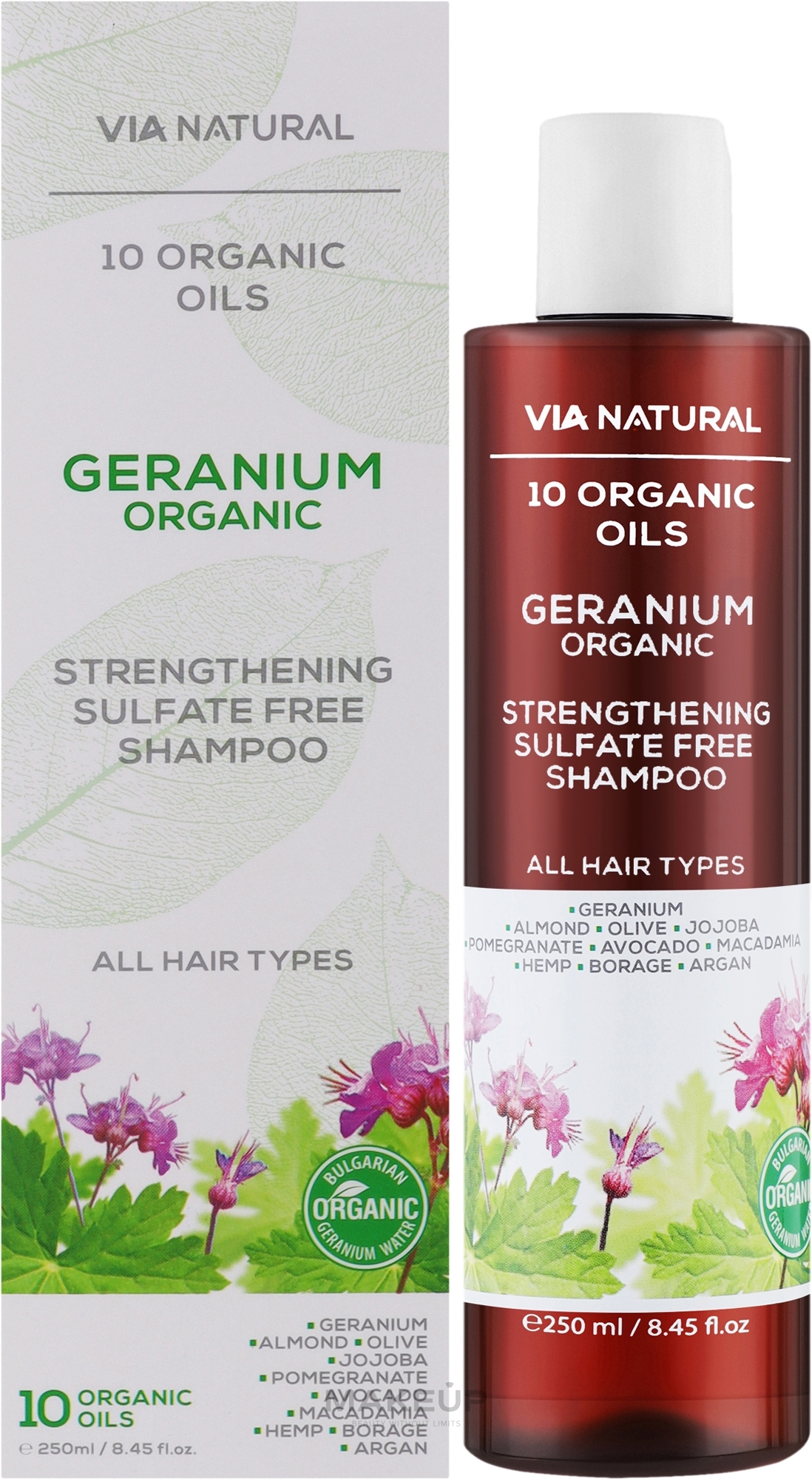 Укрепляющий шампунь без сульфатов "Герань Органик" - BioFresh Via Natural Geranium Organic Strengthening Sulfate Free Shampoo — фото 250ml