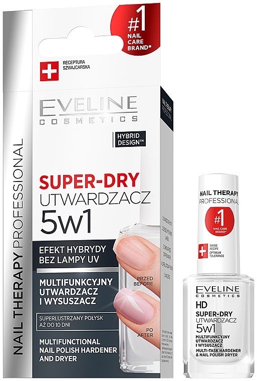 Сушка-закрепитель лака для ногтей 5в1 - Eveline Cosmetics Nail Therapy Professional Super-Dry Top Coat — фото N1