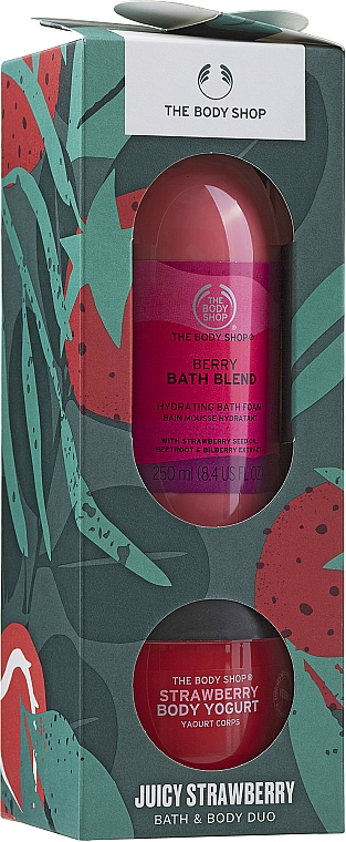 Набір - The Body Shop Juicy Strawberry Bath & Body Duo (b/yogurt/200ml + bath/f/250ml) — фото N1