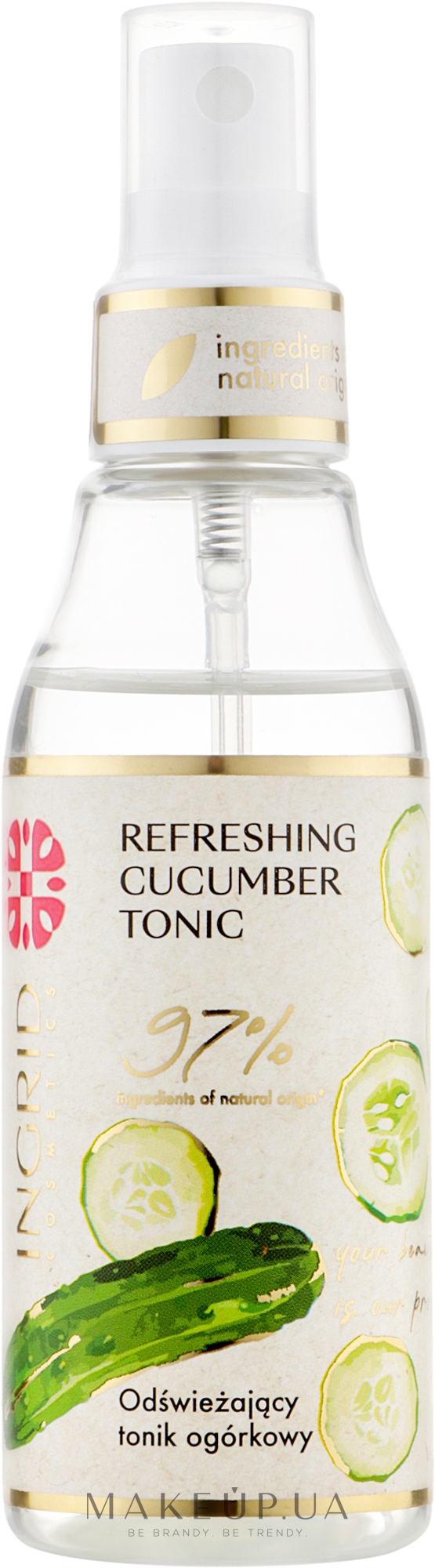 Освежающий тоник для лица с огурцами и глицерином - Ingrid Cosmetics Vegan Refreshing Cucumber Tonic — фото 75ml