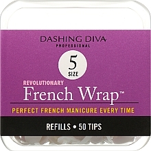 Типсы узкие "Френч Смайл" - Dashing Diva French Wrap White 50 Tips (Size-5) — фото N1