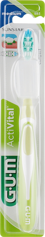 Зубна щітка "Activital", середньої жорсткості, салатова - G.U.M Soft Compact Toothbrush — фото N1