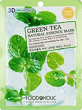 Духи, Парфюмерия, косметика Тканевая 3D маска для лица "Зеленый чай" - Food a Holic Natural Essence Mask Green Tea