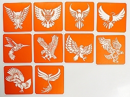 Набор трафаретов для биотату "D-птицы, классическая коллекция №1" - Fresh Tattoo — фото N1