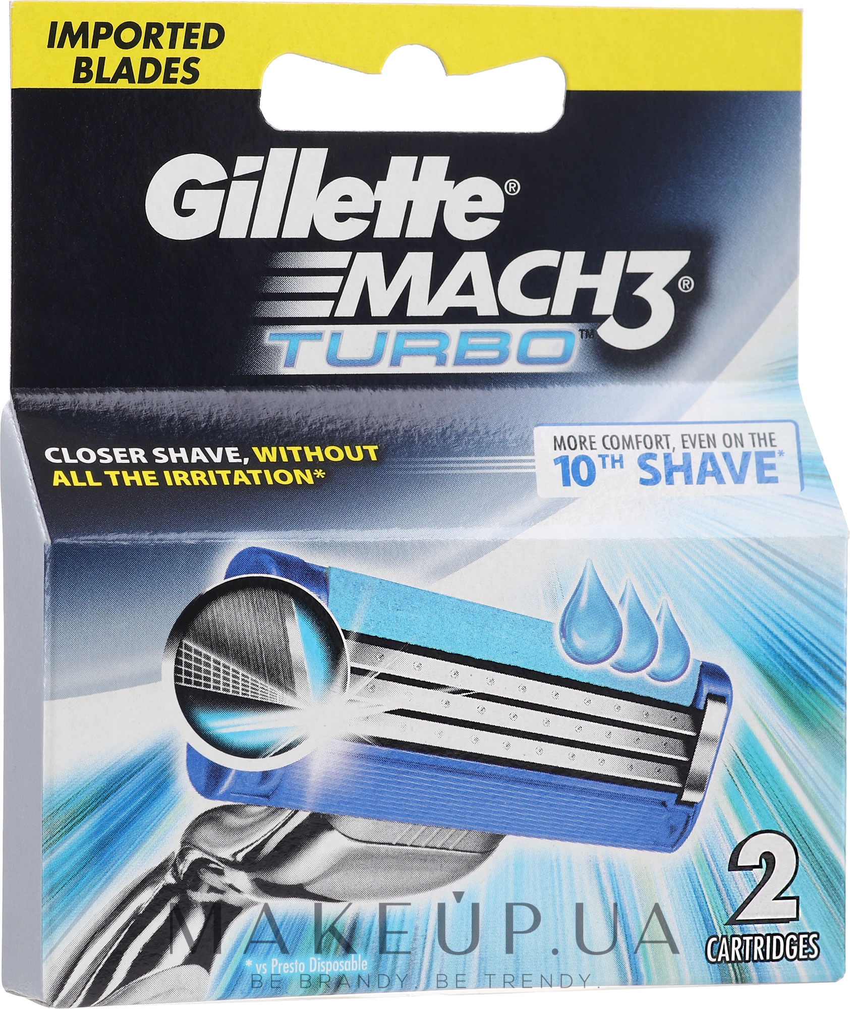 Сменные кассеты для бритья, 2 шт. - Gillette Mach3 Turbo — фото 2шт