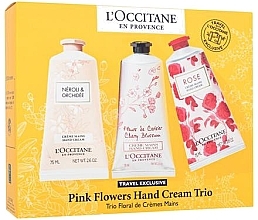 Духи, Парфюмерия, косметика Набор для ухода за руками - L'Occitane Pink Flowers Hand Cream Trio (h/cr/3x75ml)