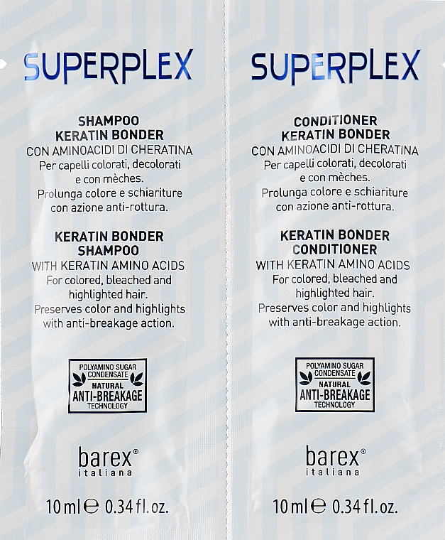 Набір "Кондиціонер + шампунь для фарбованого волосся" - Barex Italiana SuperPlex (пробник) (sch/10ml + cond/10ml) — фото N1