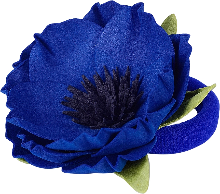 Резинка для волосся ручної роботи "Синя анемона", синя, KSEPR096 - Katya Snezhkova — фото N2