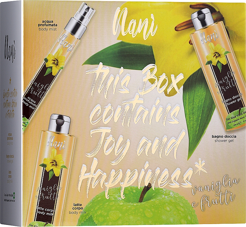 Набір - Nani Vanilla & Fruits Gift Set (b/mist/75ml + b/milk/250ml + sh/gel/250ml) — фото N1