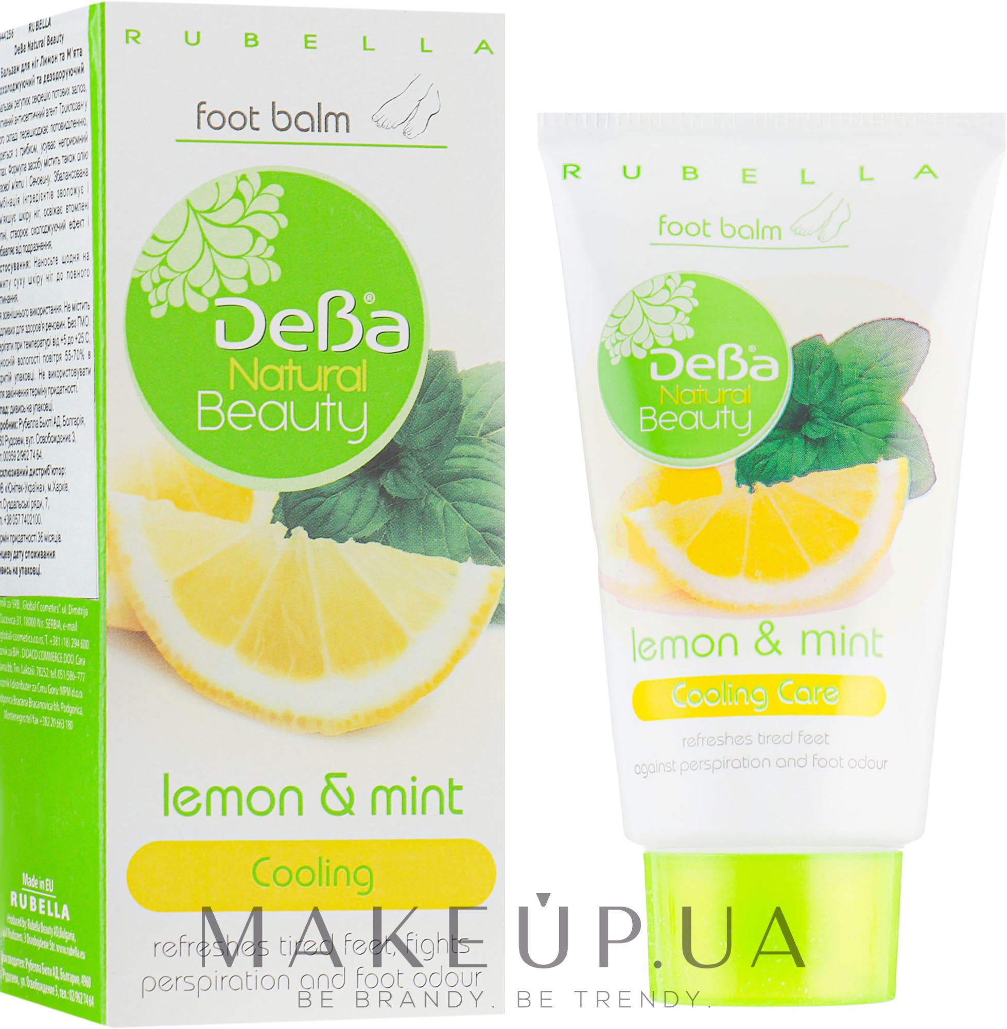 Бальзам для ног охлаждающий и дезодорирующий "Лимон и Мята" - DeBa Natural Beauty — фото 75ml