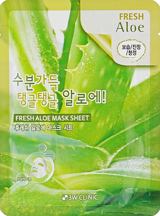 Тканинна маска для обличчя з екстрактом алое - 3W Clinic Fresh Aloe Mask Sheet