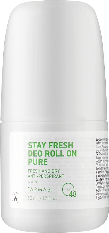 Роликовый дезодорант-антиперспирант для женщин - Farmasi Stay Fresh Deo Roll-on Pure — фото N1