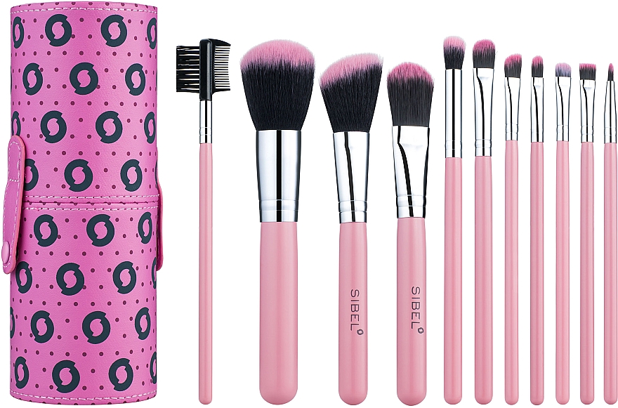 Набір для макіяжу, рожевий - Sibel Cosmetic Brushes Pink Flamingo — фото N1