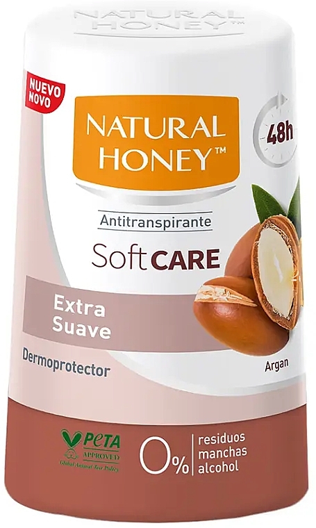 Роликовый дезодорант-антиперспирант - Natural Honey 48H Soft Care Argan  — фото N1