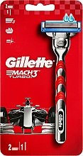 Духи, Парфюмерия, косметика Бритва с 2 сменными кассетами, красная - Gillette Mach 3 Turbo