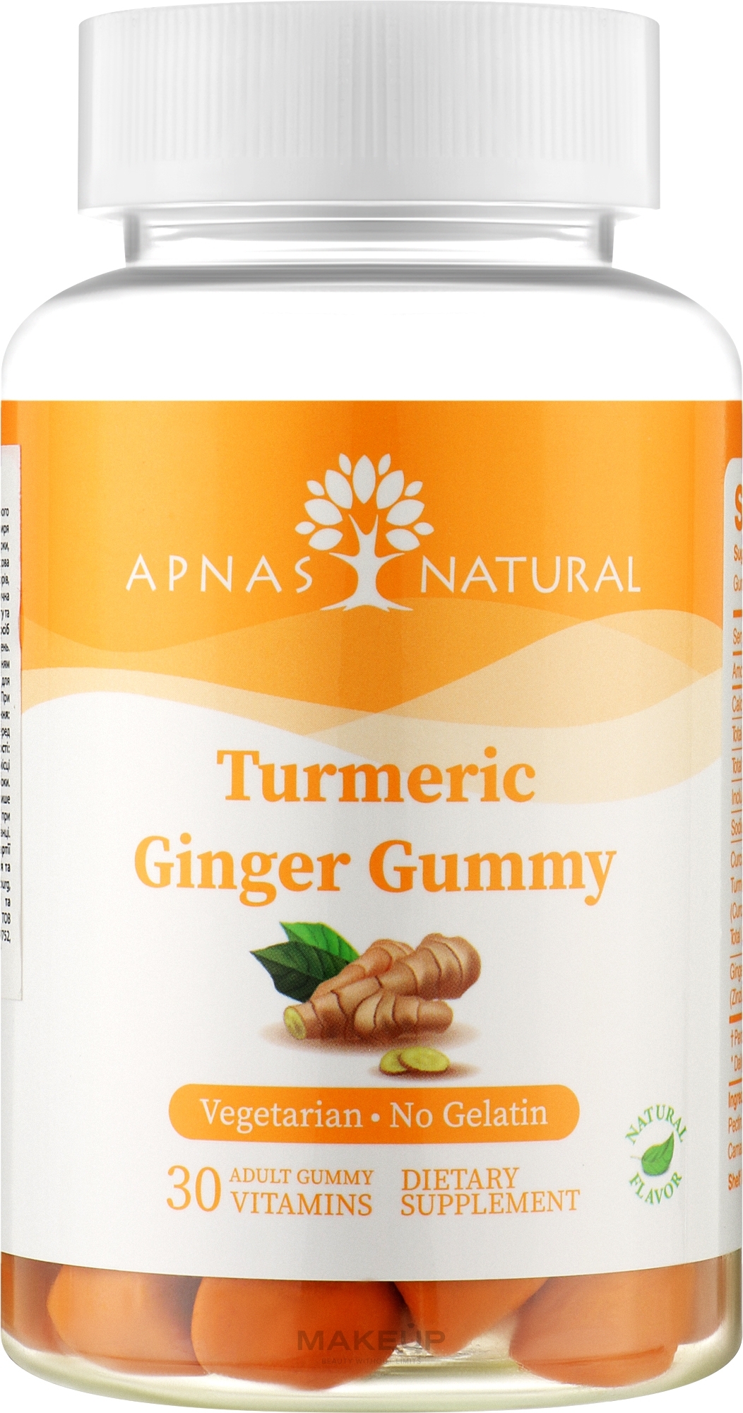 УЦЕНКА Пищевая добавка "Куркума и имбирь", 30 жевательных пастилок - Apnas Natural Turmeric Ginger Gummy * — фото 30шт