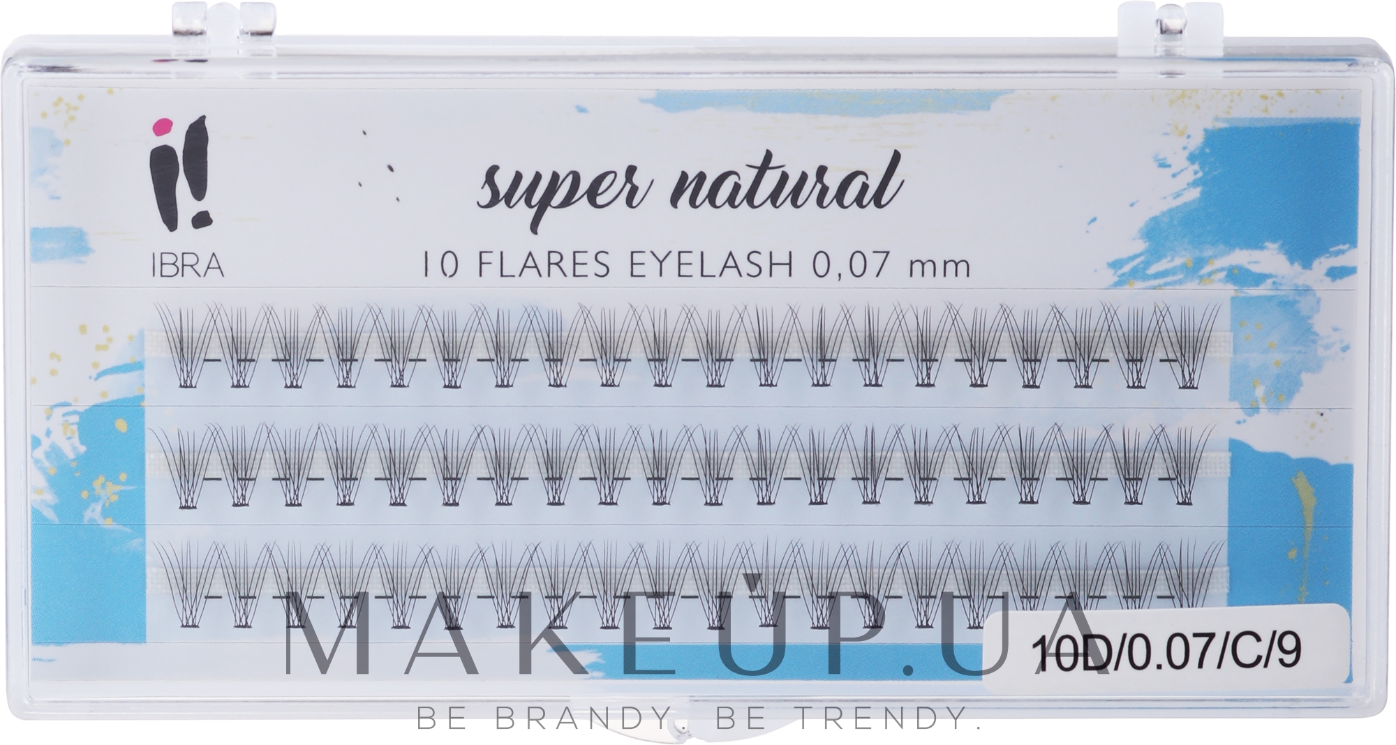 Накладные пучки, C 9 mm - Ibra 10 Flares Eyelash Super Natural — фото 60шт