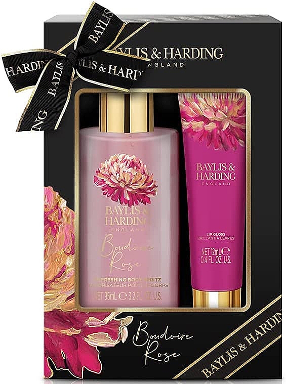 Набор - Baylis & Harding Boudoire Rose Luxury Instant Glam Set (b/spr/95ml + l/gloss/12ml) — фото N1