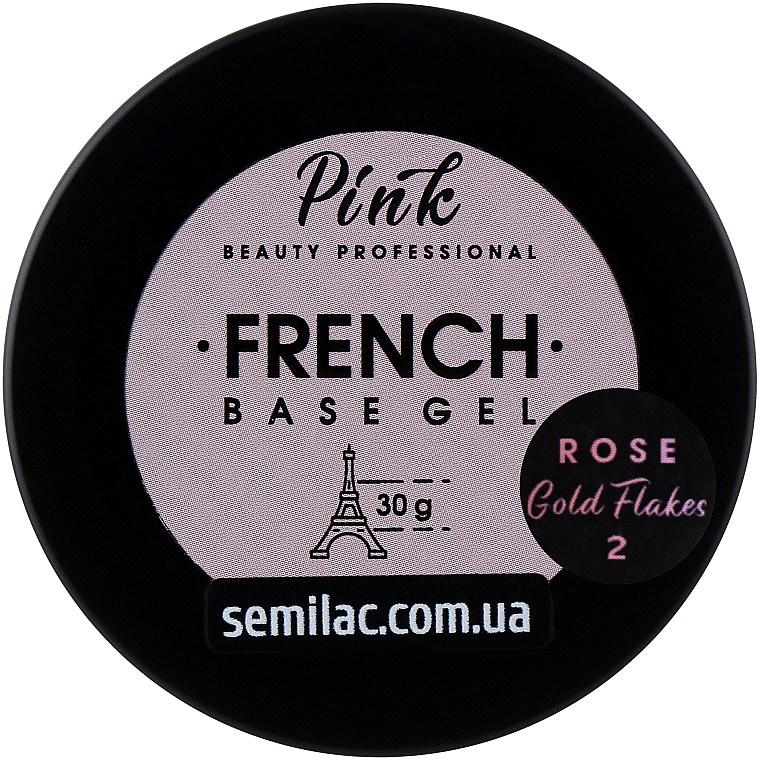 Френч-база для ногтей, 30 мл - Pink Rose Gold Flakes French Base Gel — фото N1