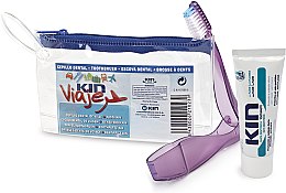 Парфумерія, косметика Набір - Kin Travel Kit Violet Brush (toothpaste/25ml + toothbrush/1pcs + bag)