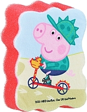 Мочалка банна дитяча "Свинка Пеппа", Джордж на велосипеді, червона - Suavipiel Peppa Pig Bath Sponge — фото N1