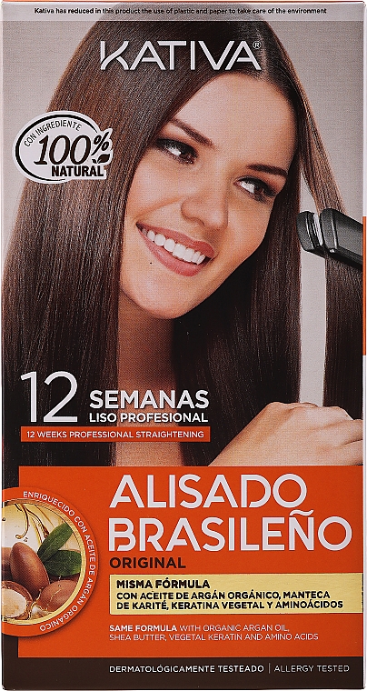 Набор для кератинового выпрямления волос - Kativa Alisado Brasileno Con Glyoxylic & Keratina Vegetal Kit (shm/15ml + mask/150ml + shm/30ml + cond/30ml) — фото N1