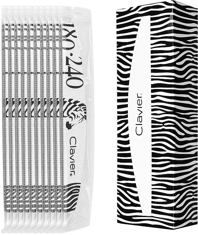 Пилочка для нігтів "Zebra" 180/240 - Clavier — фото N2