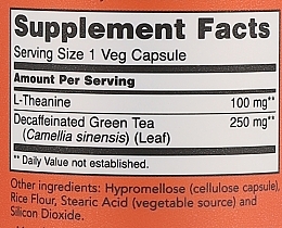 Пищевая добавка "L-теанин", 100 мг - Now Foods L-Theanine Veg Capsules — фото N3